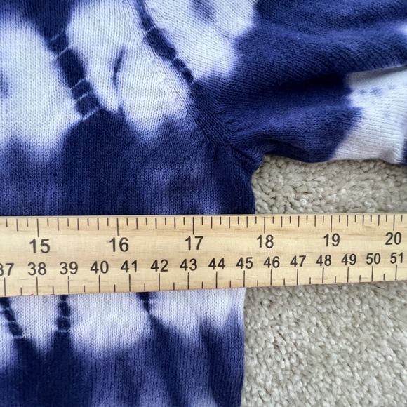 Aqua Womens Pullover Sweater XS Navy Blue Tie Dye Stripes Long Sleeve Hooded - Picture 5 of 5